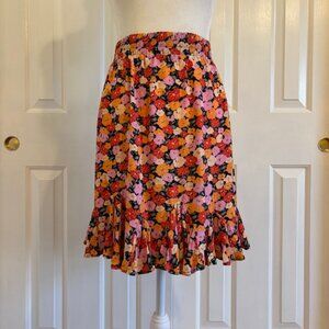 NWT Loft Multicolor Floral Flounce Mini Skirt Size Large